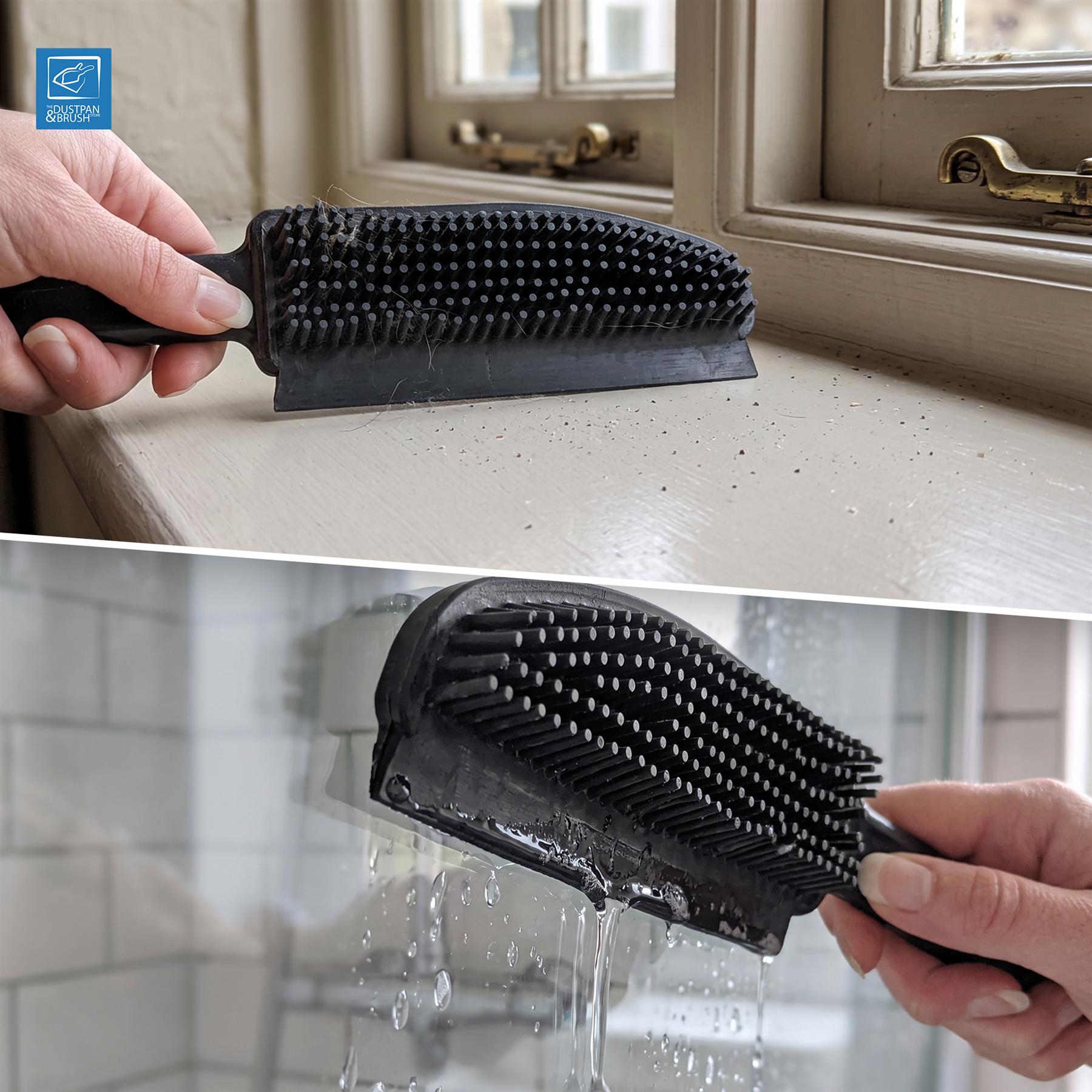 Rubber Pet Hair Remover Brush | 2-in-1 Cleaning Brush with Squeegee - The Dustpan and Brush Store