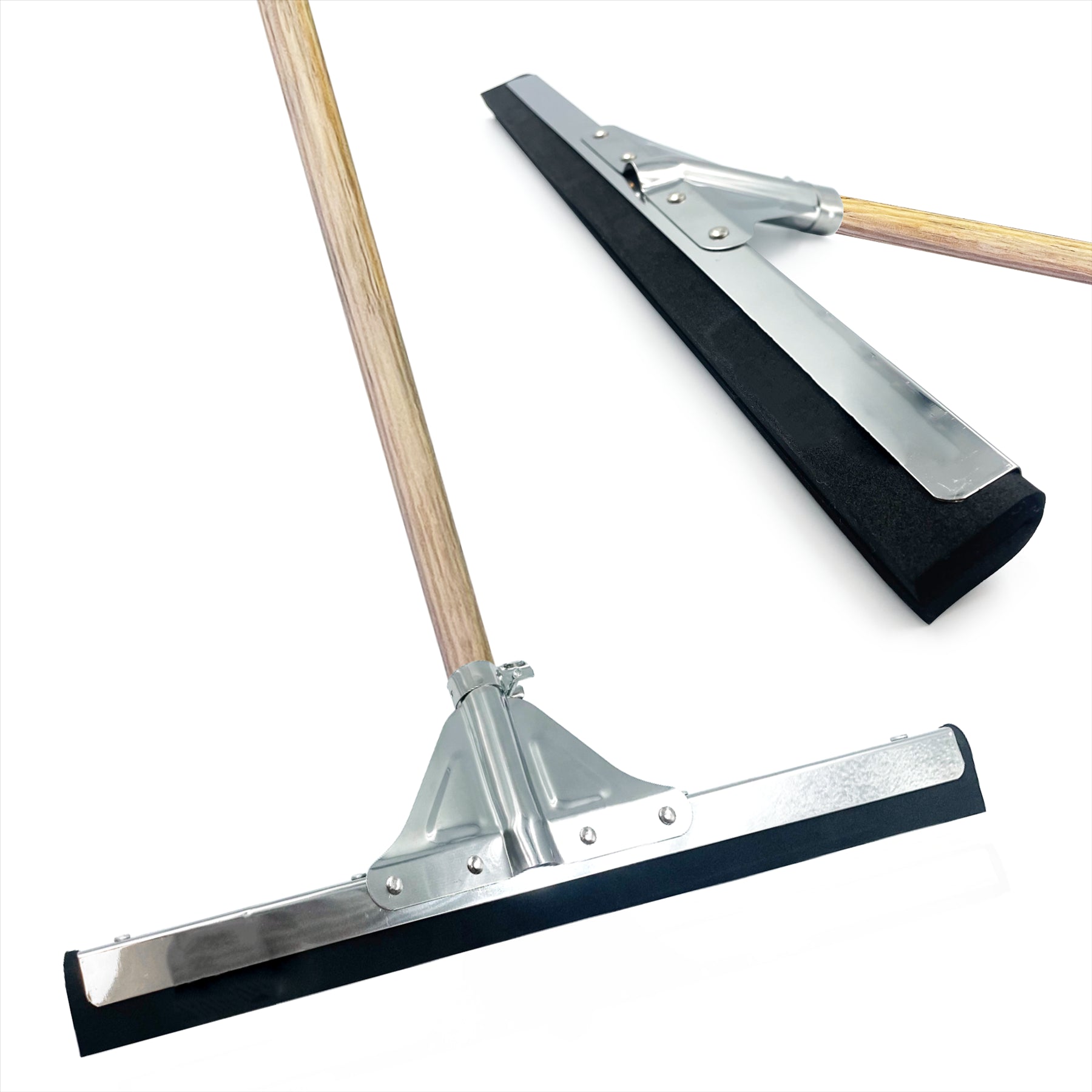 18" Black Foam Floor Squeegee Blade and Wooden Handle