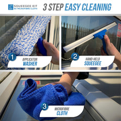 Window Cleaning Squeegee & Applicator Kit with Microfibre Cloth