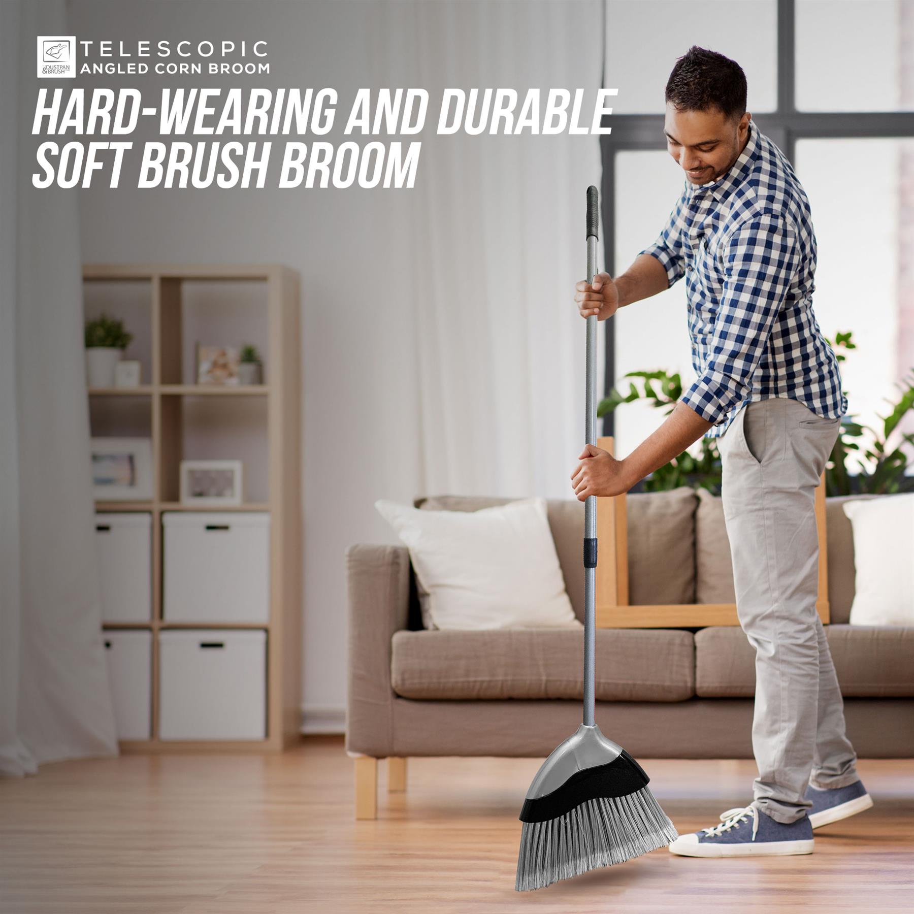 Soft Angled Indoor Broom with Telescopic Handle