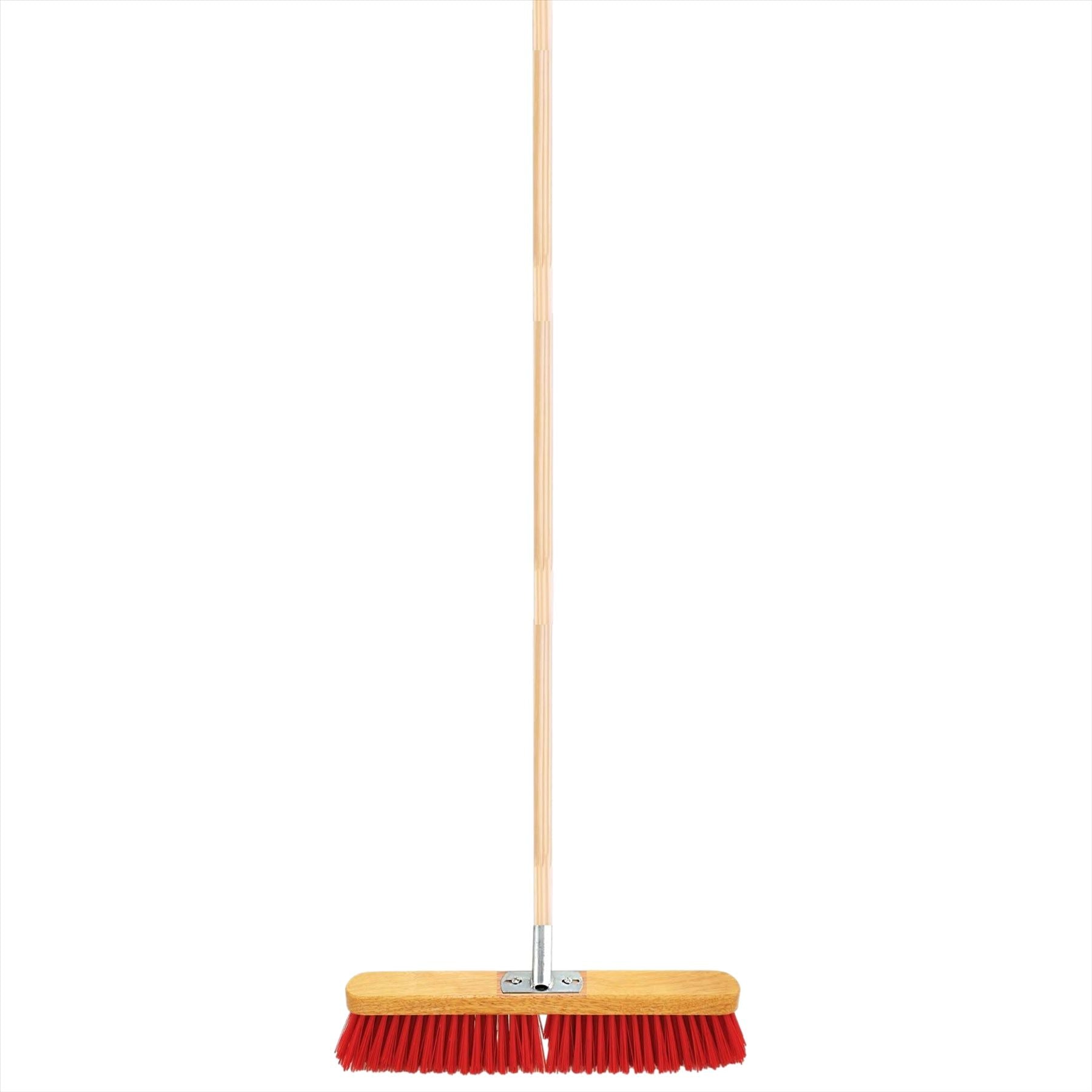 18" PVC Heavy Duty Yard Brush with Metal Bracket and Wooden Handle