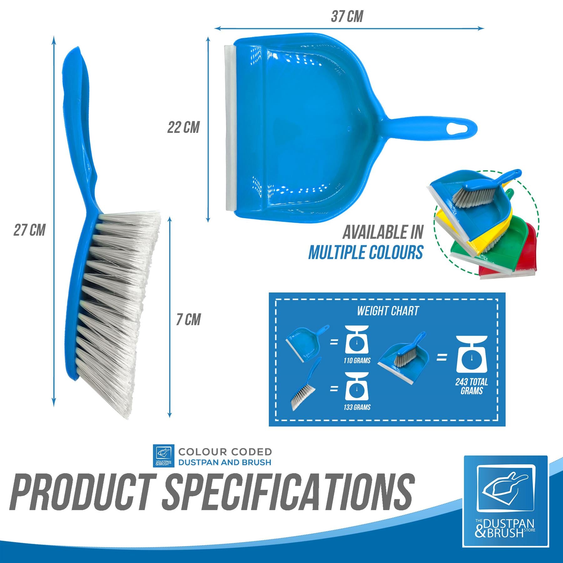 Colour Coded Blue Dustpan Set