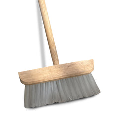 Universal Wooden Gutter Lawn Sweeper Broom Head with Synthetic Bristles and Wooden Handle