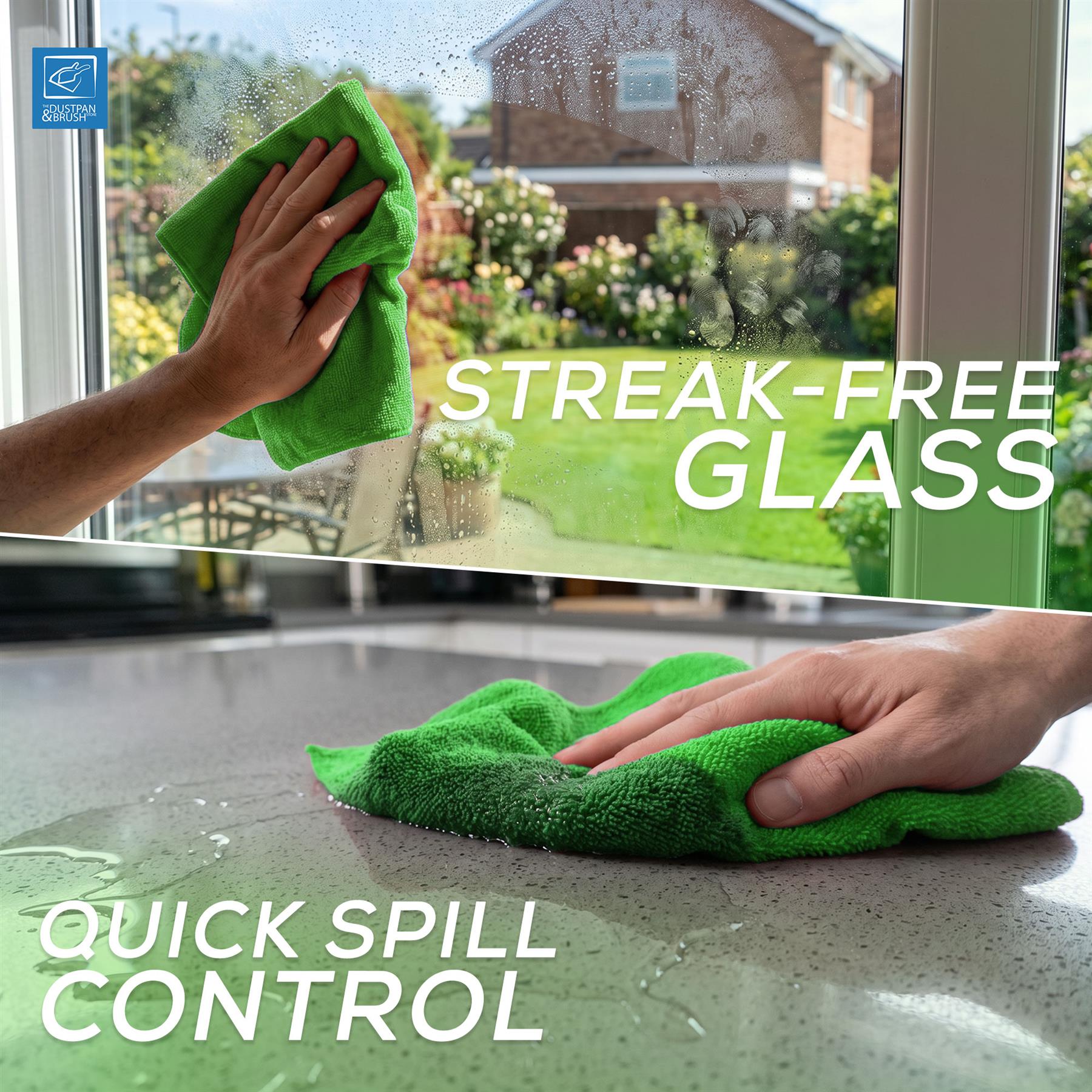 Green Microfibre Cleaning Cloths | Pack of 10