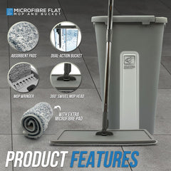 Magic Wash & Dry Flat Mop and Bucket Set – Compact Floor Cleaning - The Dustpan and Brush Store