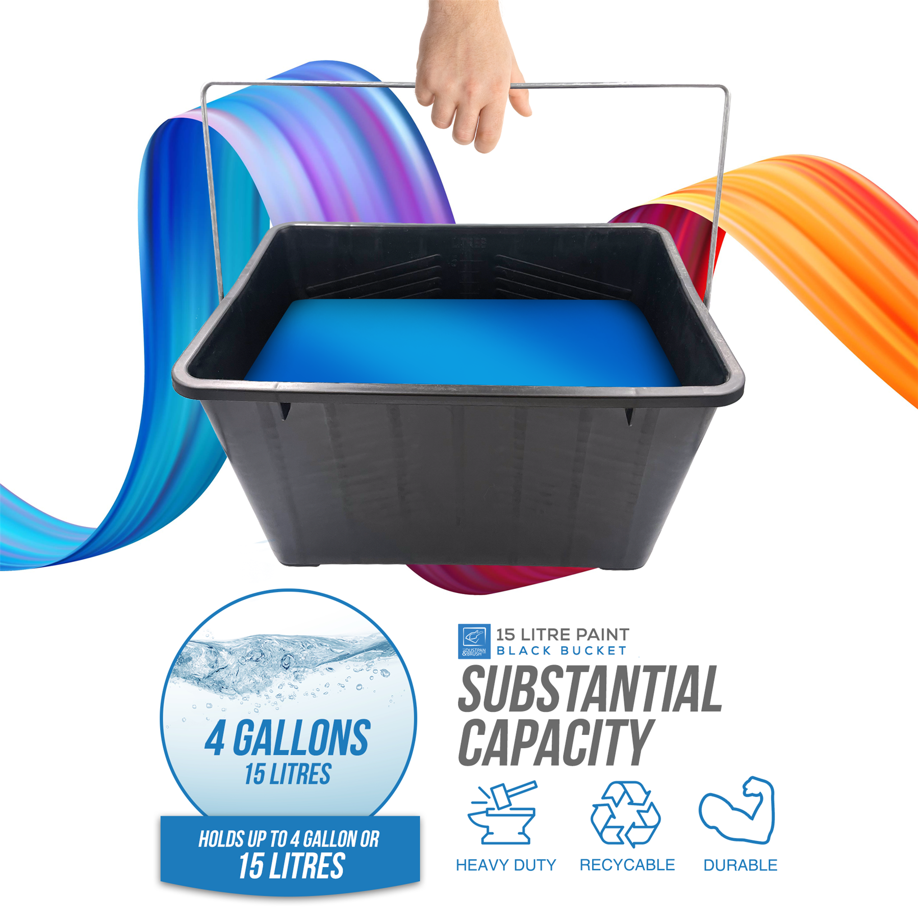 15L Paint Scuttle Bucket for Rollers & Window Cleaning - The Dustpan and Brush Store