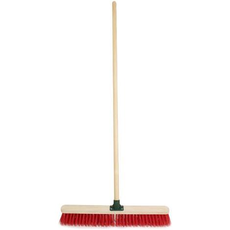 18" Varnished Red PVC Sweeping Brush with Bracket - Including Handle