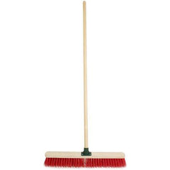 18" Varnished Red PVC Sweeping Brush with Bracket - Including Handle