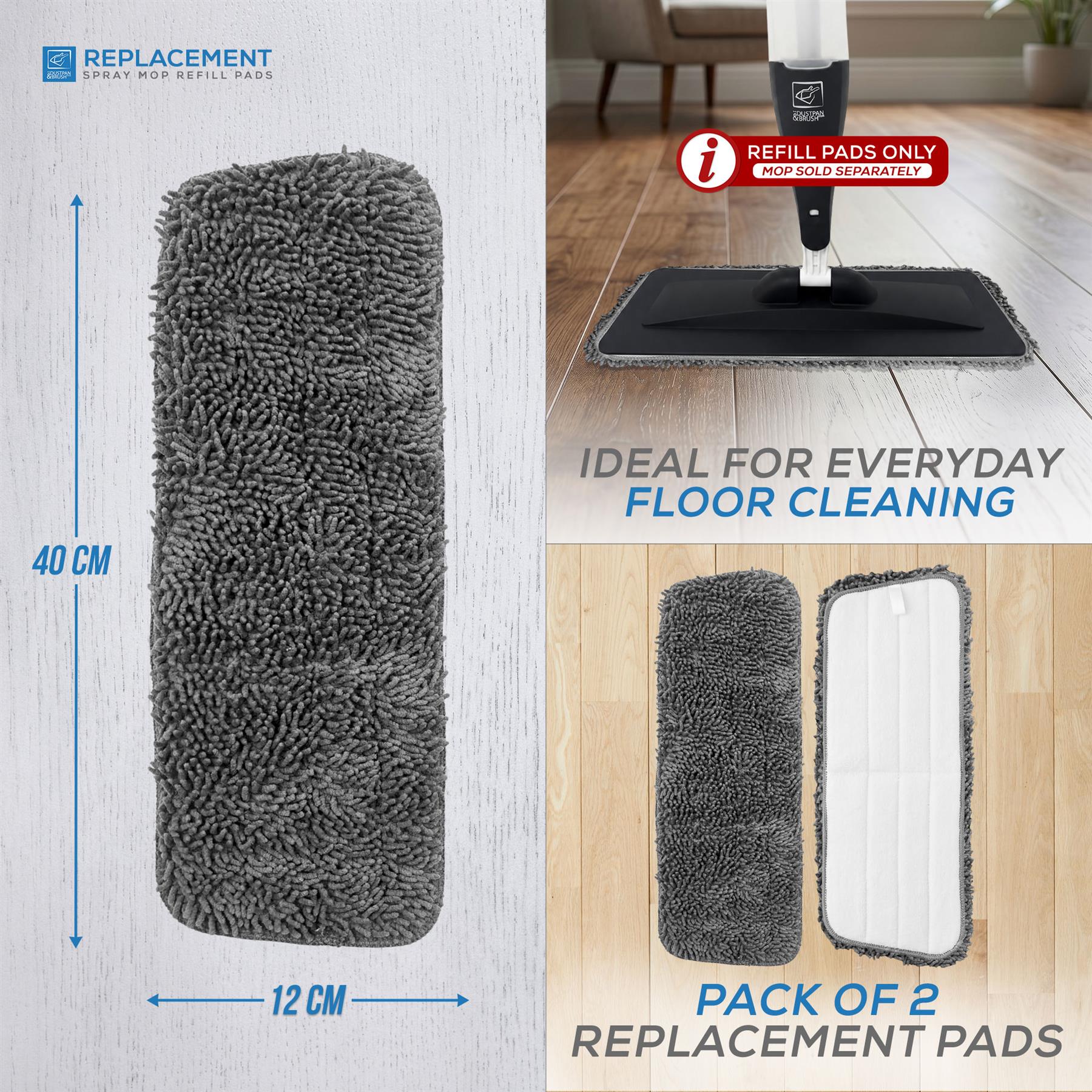 Spray Mop Chenille Replacement Pads Pack of 2