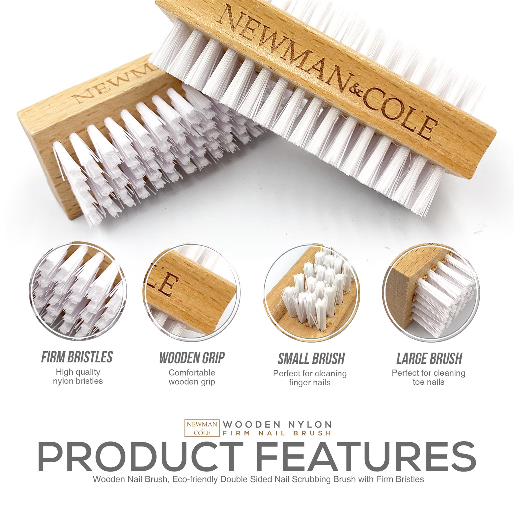 Newman and Cole Wooden Nail Brush - Pack of 3