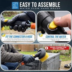 Water-Fed Hand Brush with On/Off Water Control