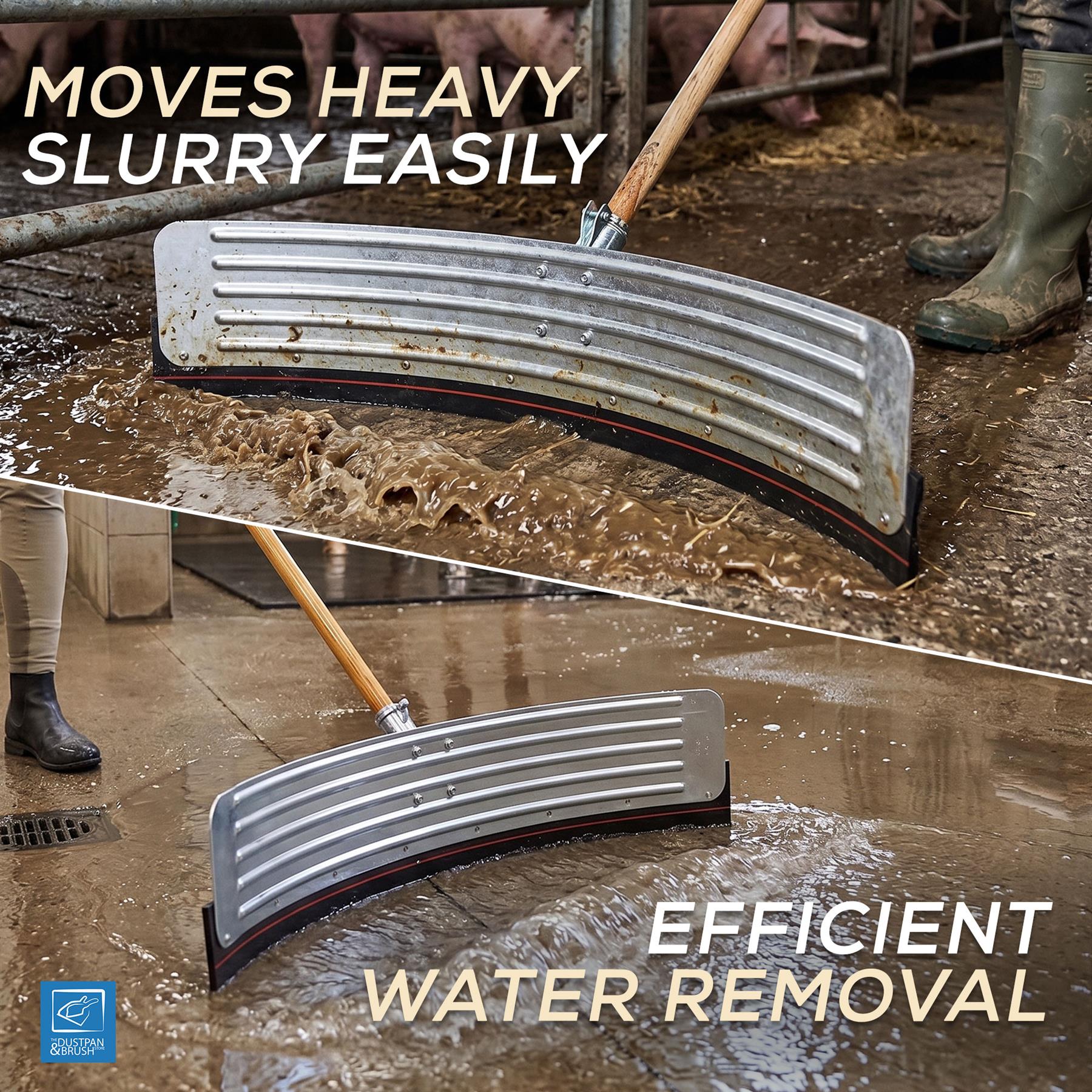 22" Curved Rubber Floor Squeegee with Wooden Handle - The Dustpan and Brush Store