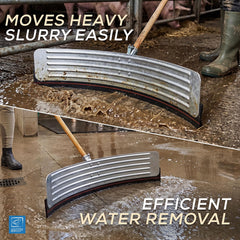 22" Curved Rubber Floor Squeegee with Wooden Handle - The Dustpan and Brush Store