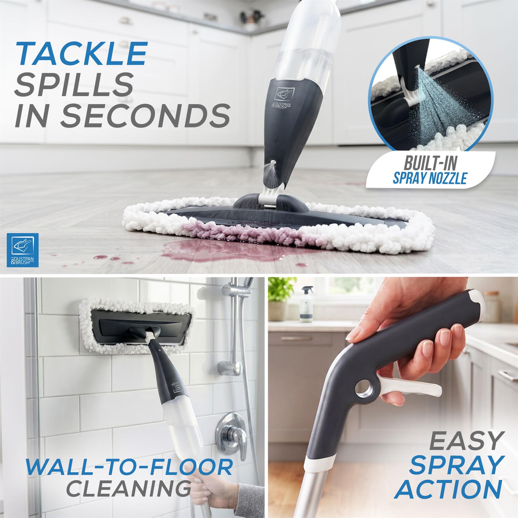 Spray Mop with Washable Microfibre Heads | No Bucket Mop