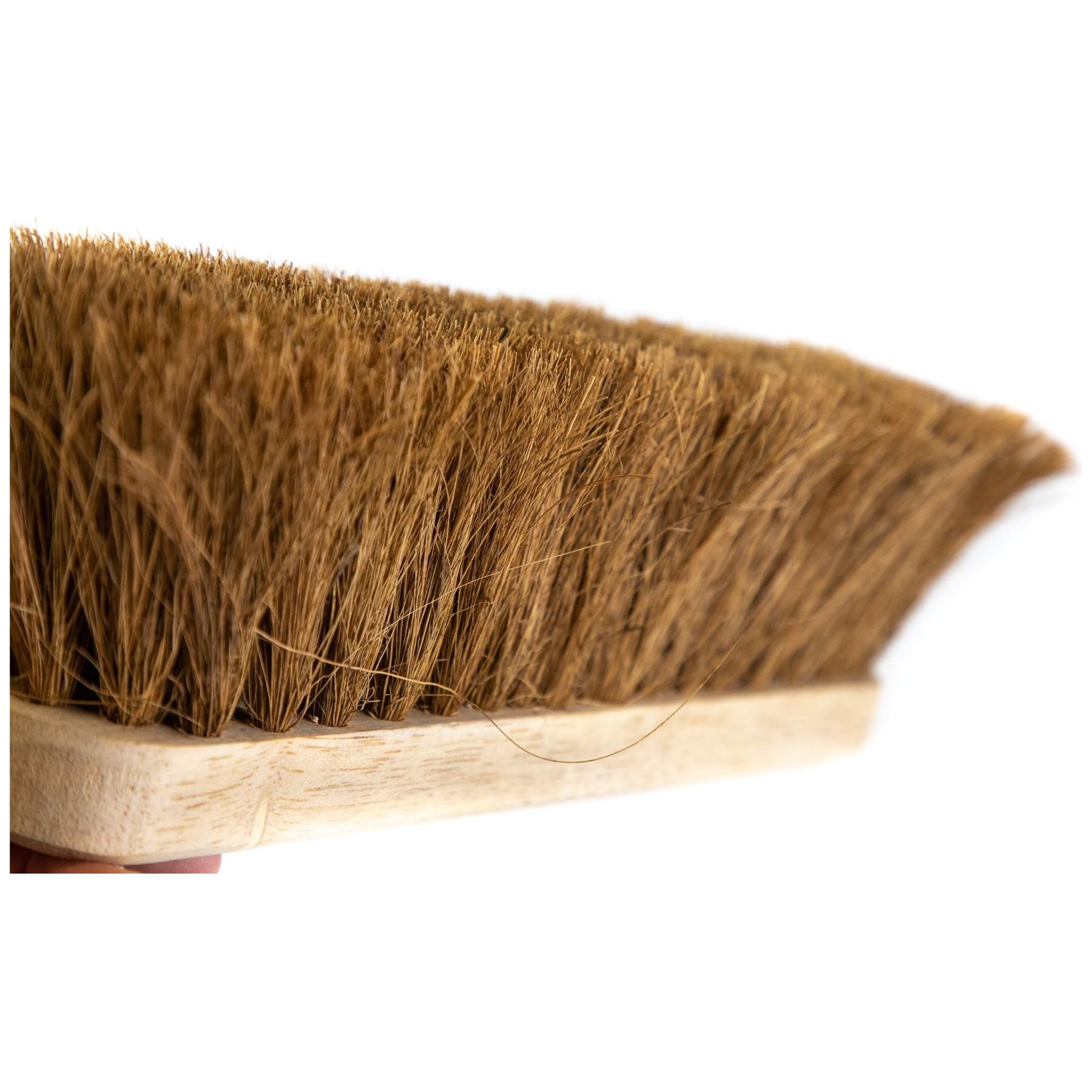12" Newman and Cole Natural Soft Coco Broom Head with Hole and Wooden Handle