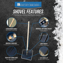 Plastic Snow Scoop Shovel with Wooden Handle – 44cm Snow Shovel - The Dustpan and Brush Store