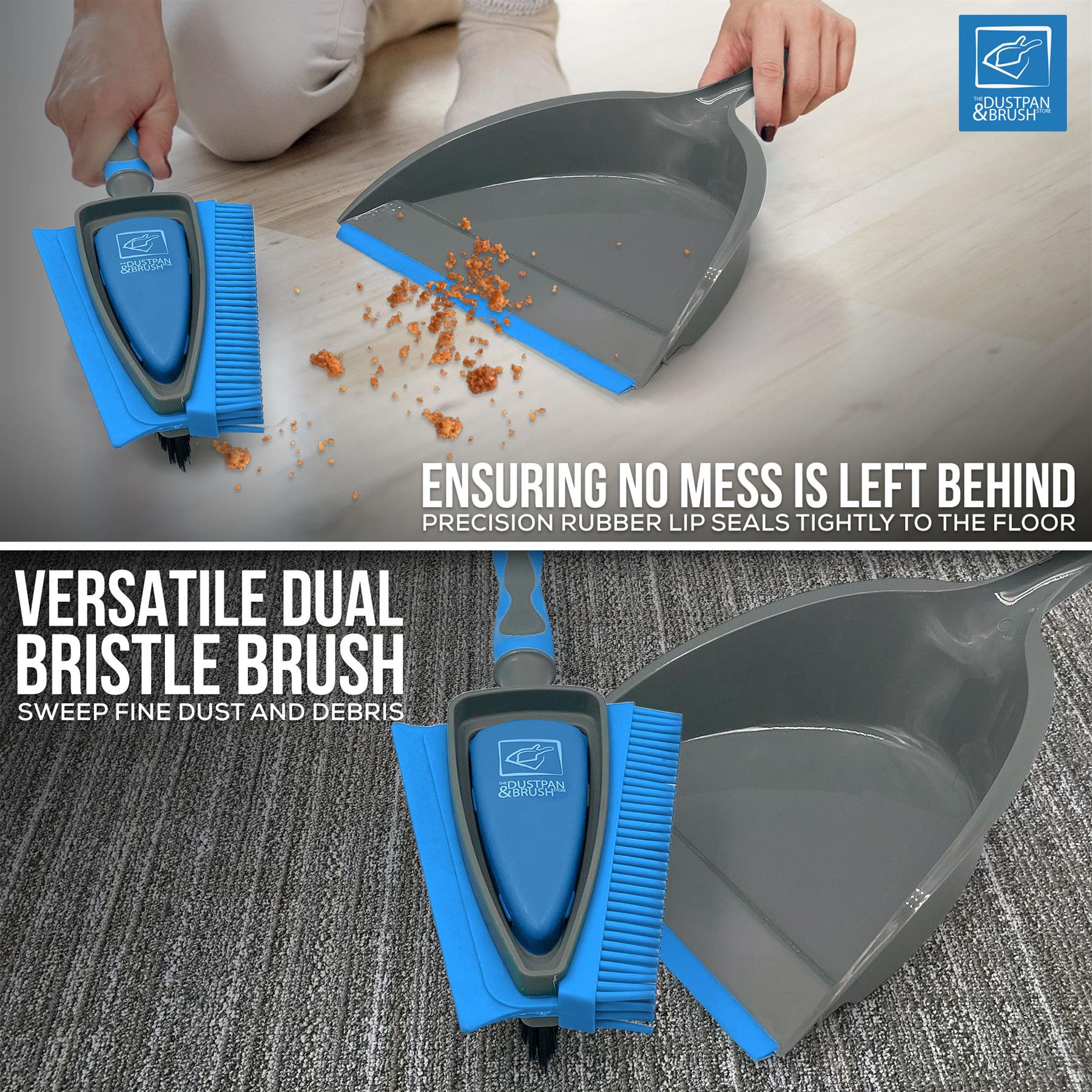 4 in 1 Rubber Dustpan and Brush Set