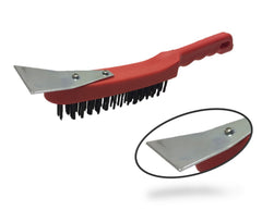 Red Wire Brush with Scraper - Pack of 12