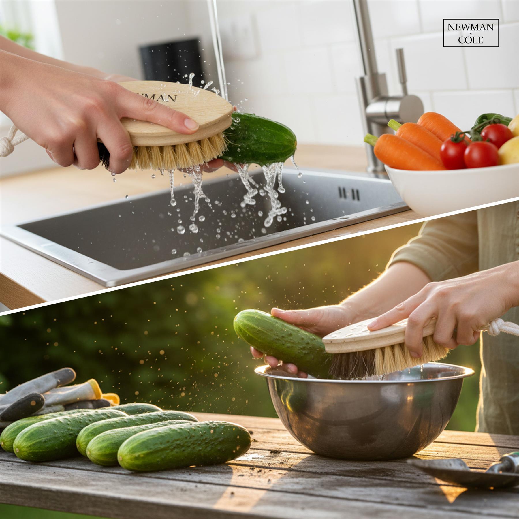 Newman and Cole Vegetable Cleaning Brush | Dual Bristles