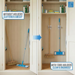 Broom & Mop Holder | Wall Mounted Adhesive Grip