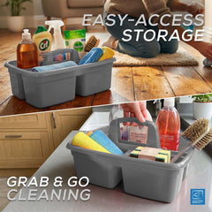 Silver Cleaning Caddy Storage Tray with Carry Handle