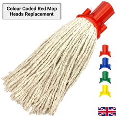 Colour Coded Cotton Mop Head 12PY | Blue Green Red Yellow