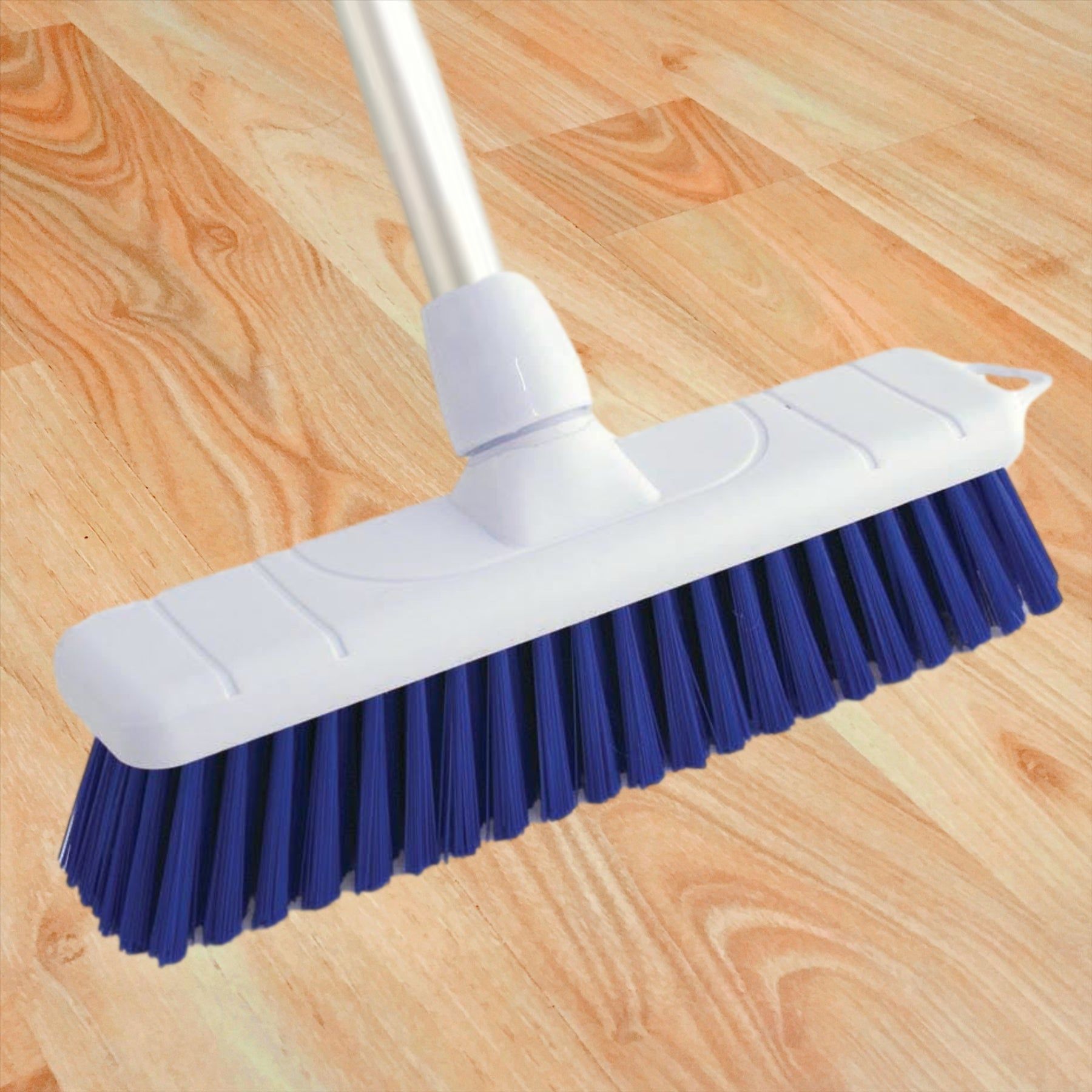 Blue 12" Soft Colour Coded Food Hygiene Brush Sweeping Broom and Handle