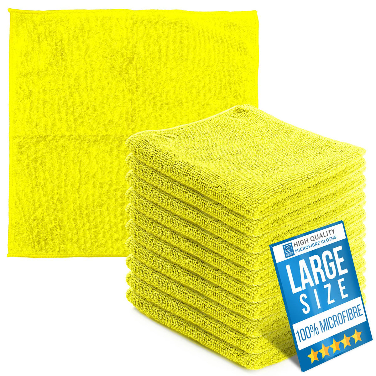 Yellow Microfibre Cleaning Cloths Pack of 10 | 40cm x 40cm