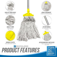 TDBS Yellow Kentucky Mop Set - 5 Heads
