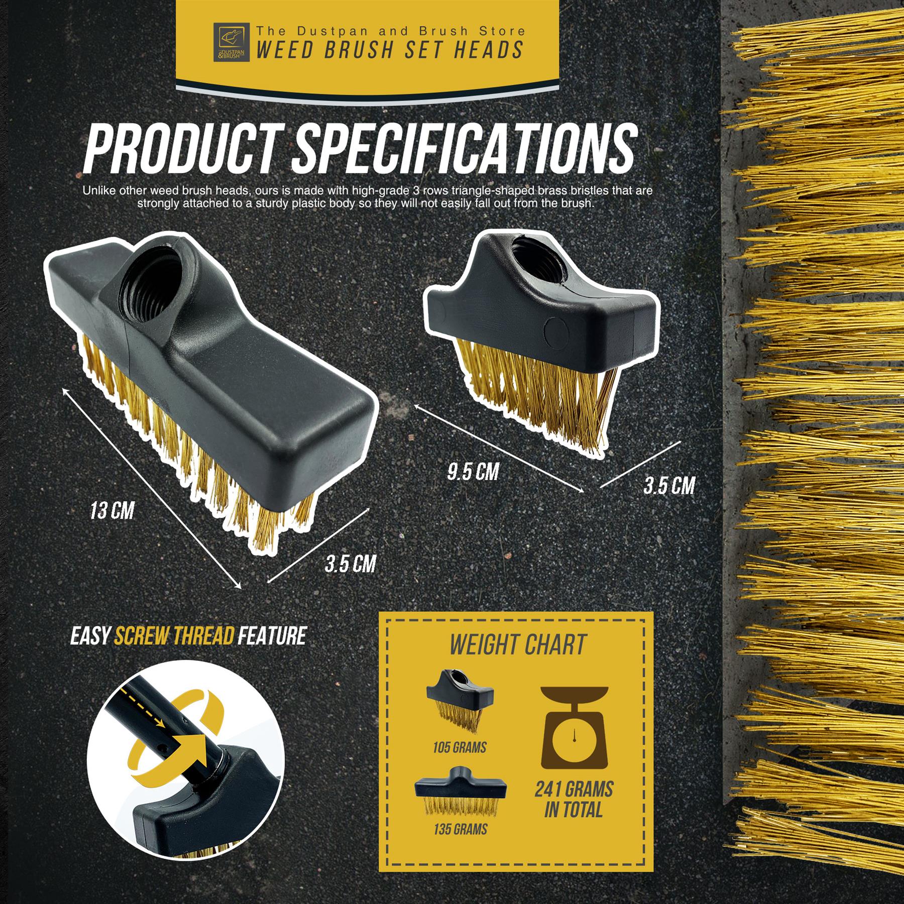 Replacement Brush Heads - Black Weed Wire Brush & Decking Head Set