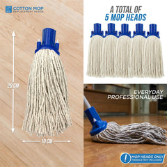 Blue Colour Coded Cotton Mop Heads 12PY Pack of 5