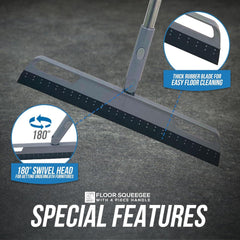 Floor Squeegee with 4 Piece Handle and Rotatable Head