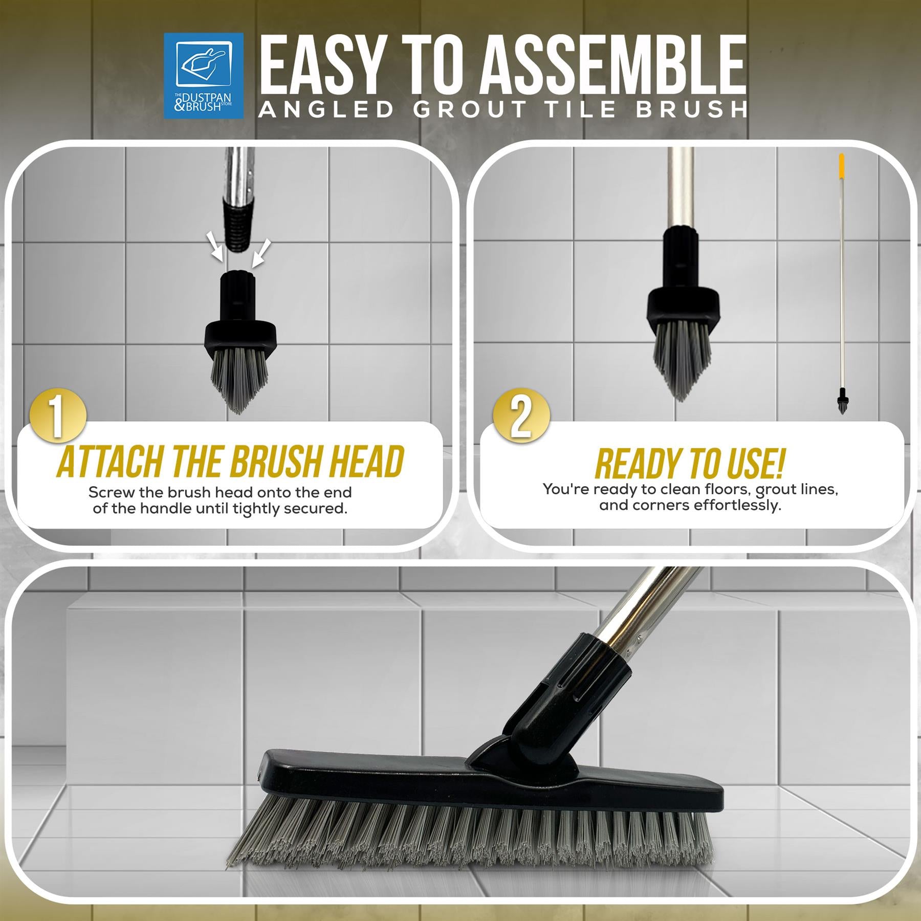 Colour Coded Yellow Handle and Angled Grout Brush Head