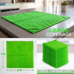 Green Microfibre Cleaning Cloths | Pack of 10