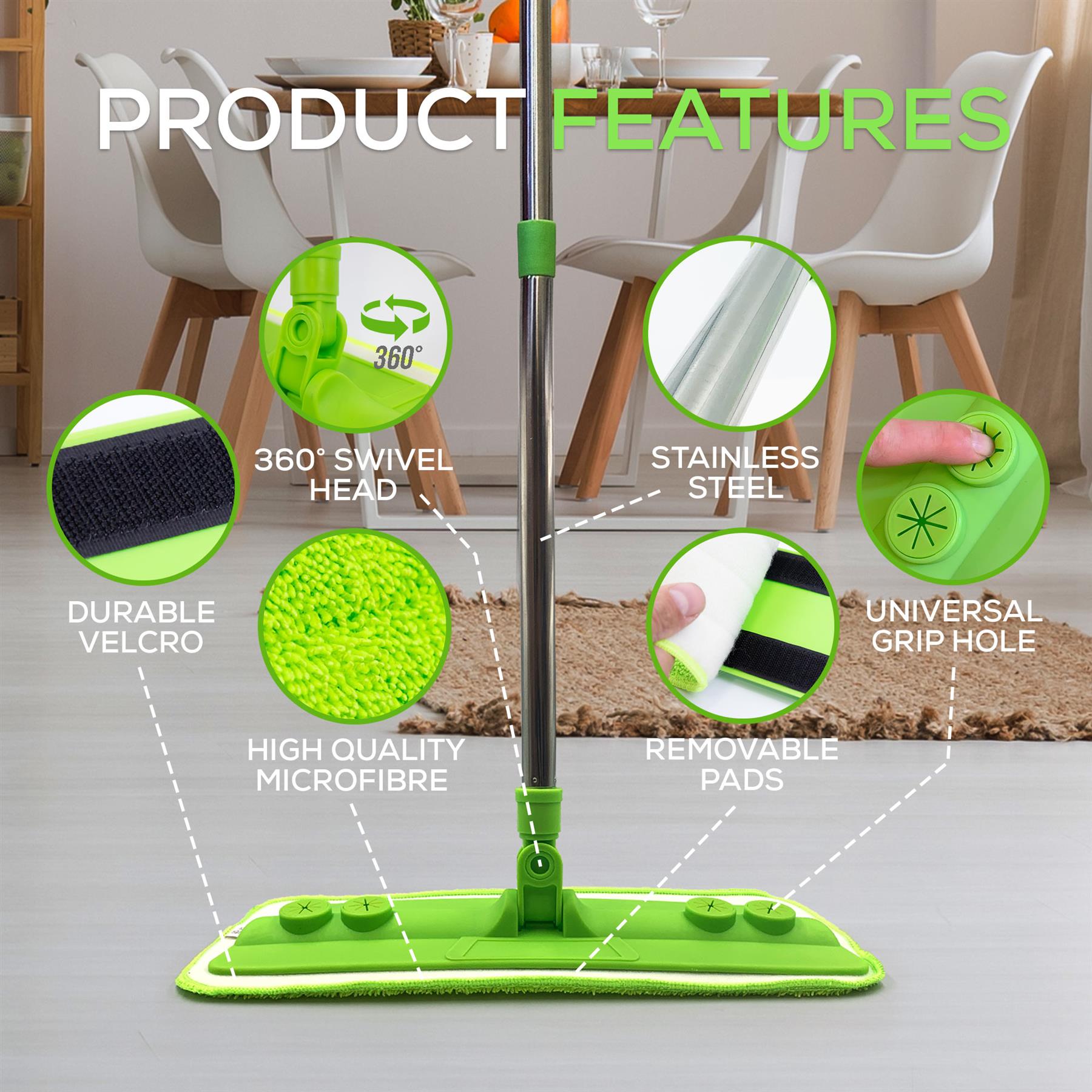 Microfibre Flat Mop for Laminate Wood & Hard Floors - The Dustpan and Brush Store