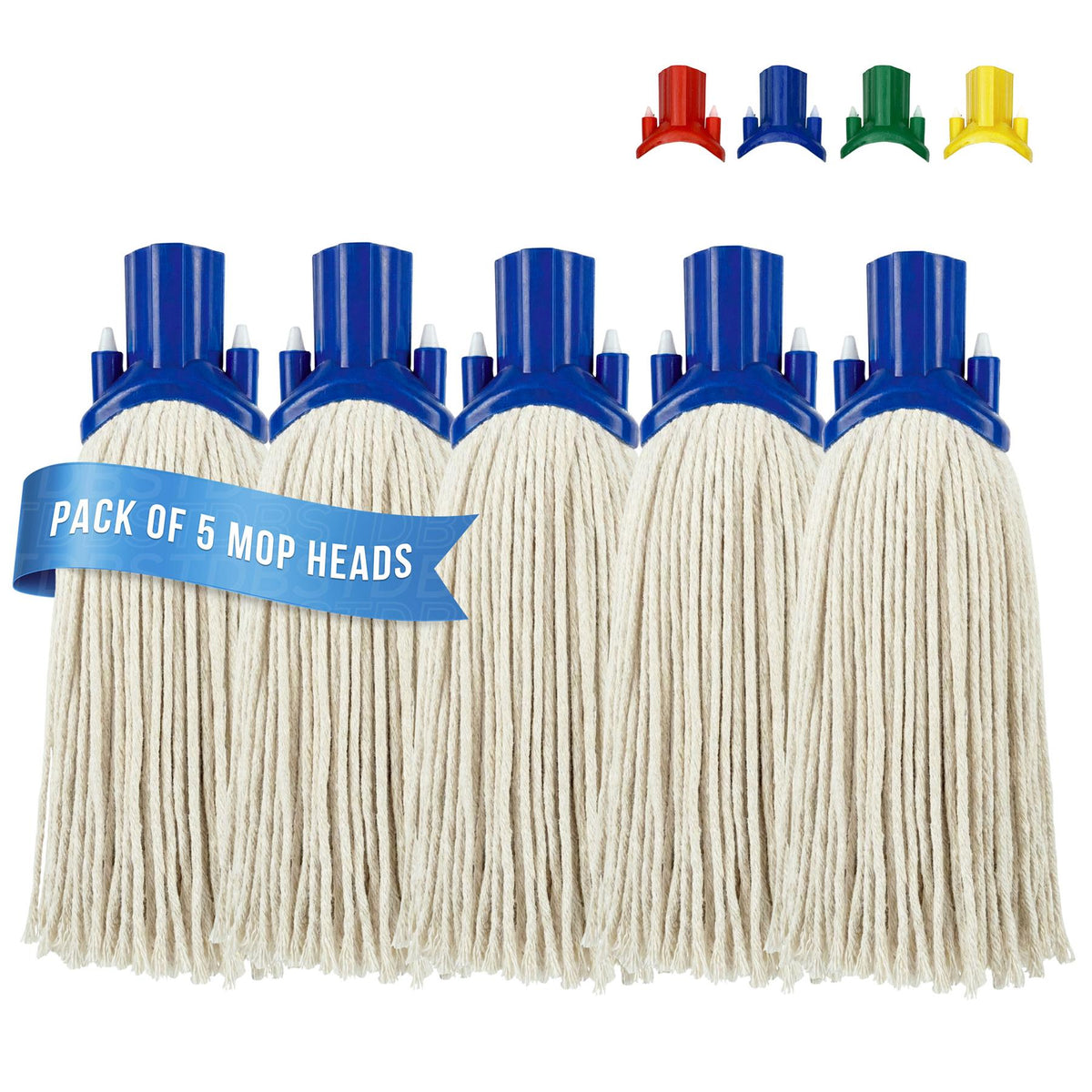 Blue Colour Coded Cotton Mop Heads 12PY Pack of 5