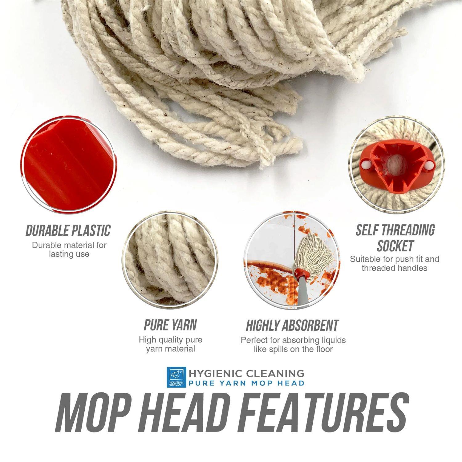 Colour Coded Cotton Mop Head 12PY | Blue Green Red Yellow
