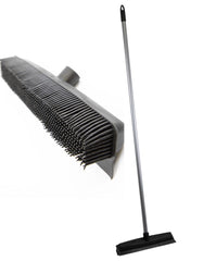 Rubber Bristle Broom | Solid Metal Handle for Pet Hair & Hard Floors - The Dustpan and Brush Store