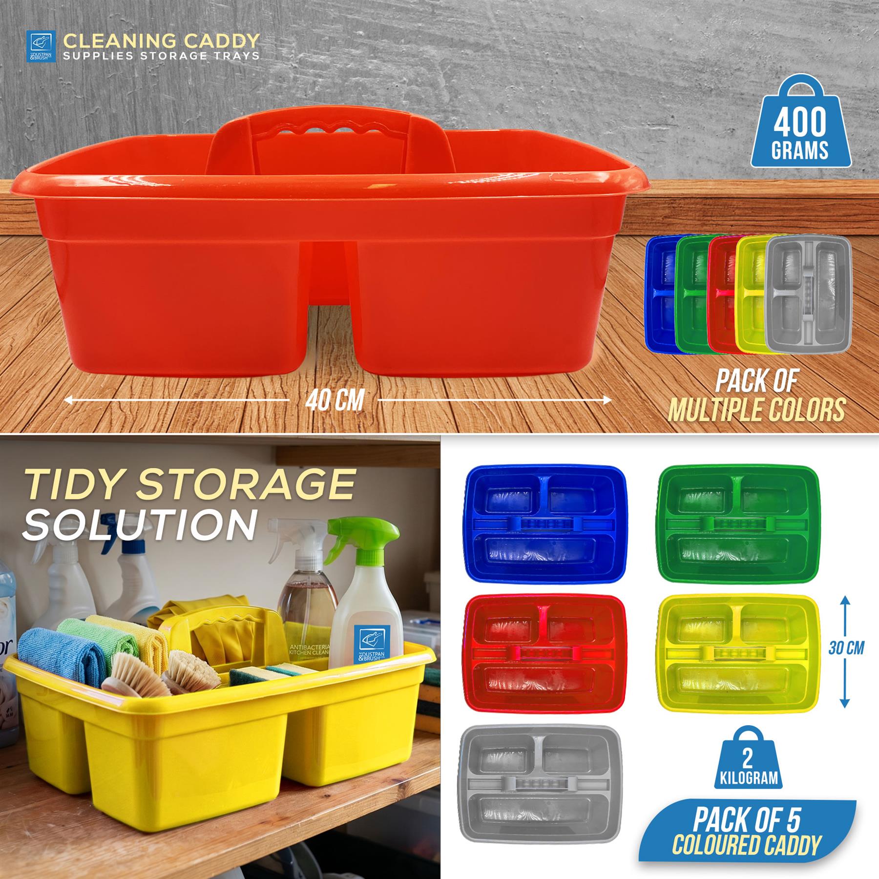 Cleaning Caddy Storage Trays with Handles – Pack of 5