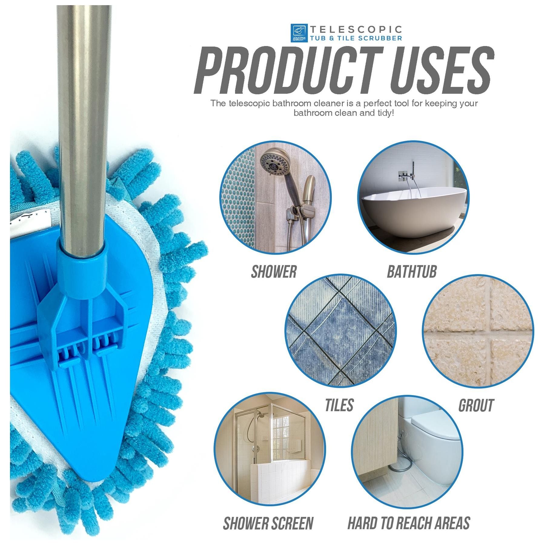 Telescopic Bathroom Mop - Tile Cleaning Kit