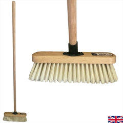 11" Soft Cream Sweeping Brush Synthetic Indoor Broom with Handle