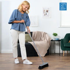 Silver Indoor Stiff Sweeping Brush Head and Handle Kitchen Broom Floor Sweeper - The Dustpan and Brush Store