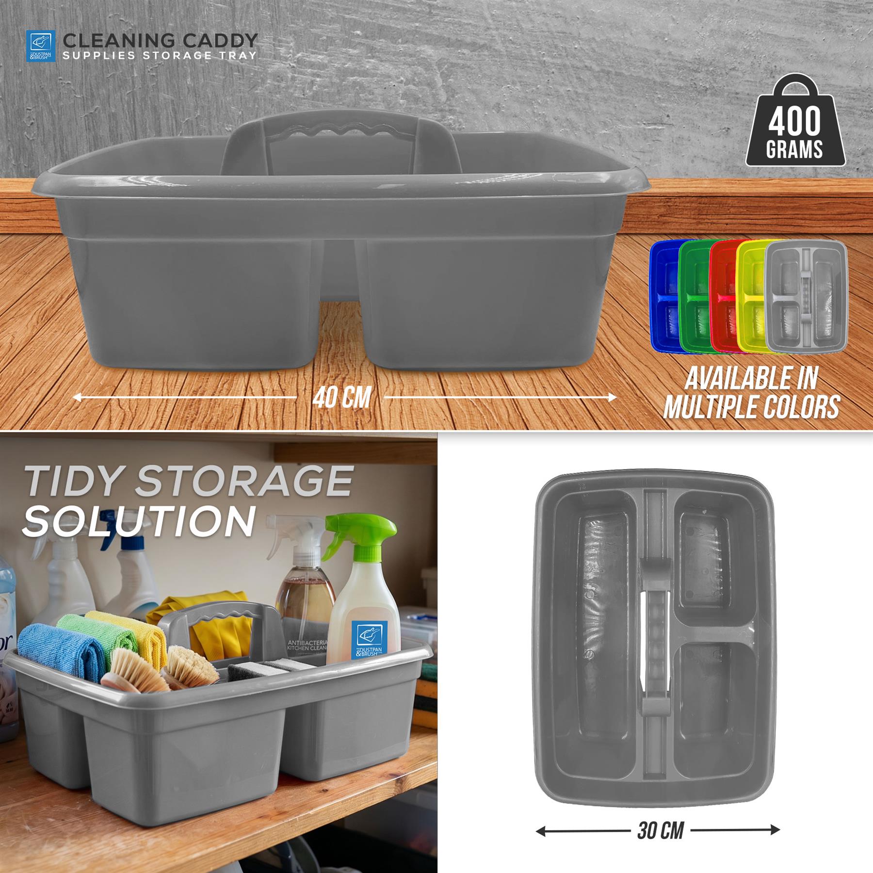 Silver Cleaning Caddy Storage Tray with Carry Handle