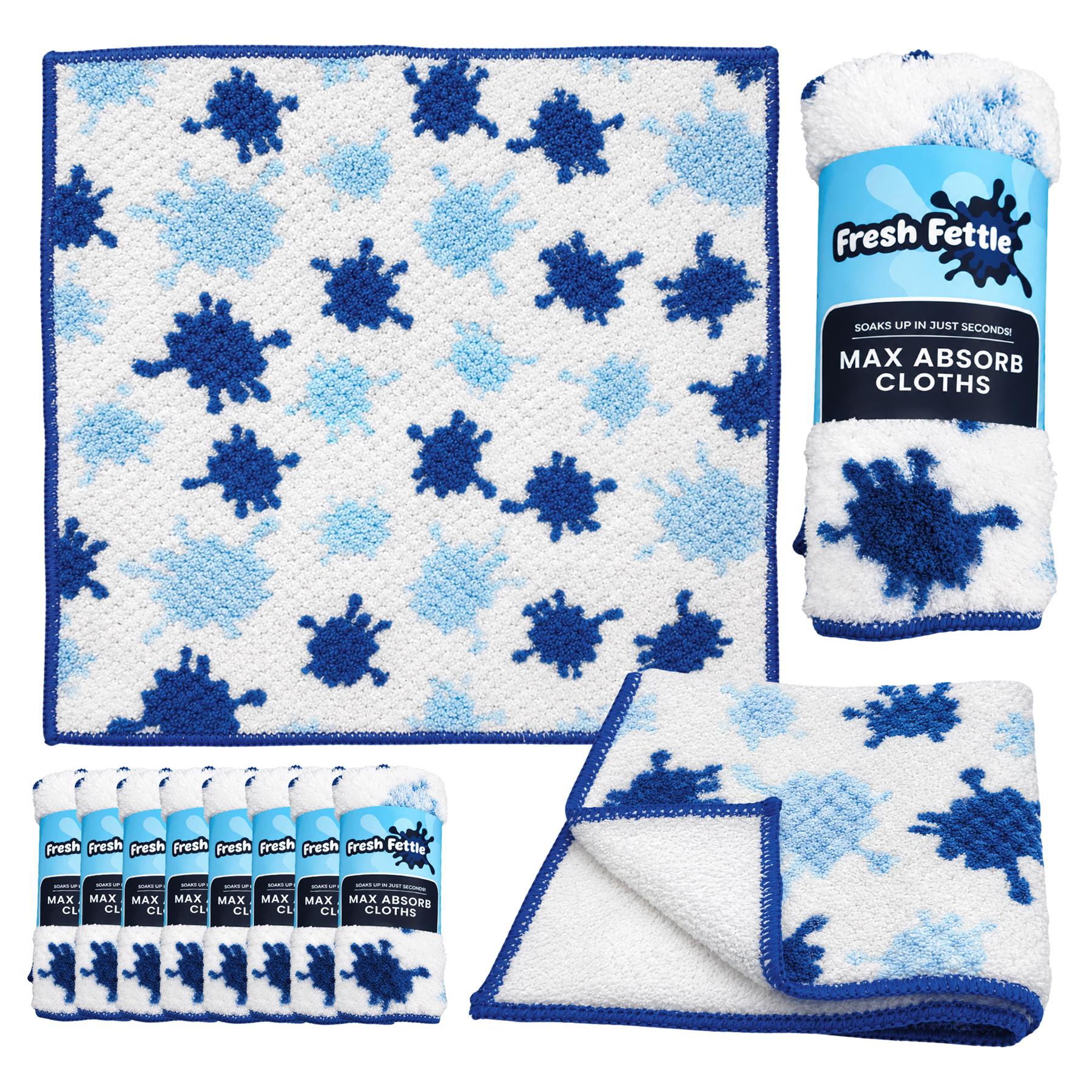 Fresh Fettle Max Absorb Microfibre Cloths on a white background - Pack of 8