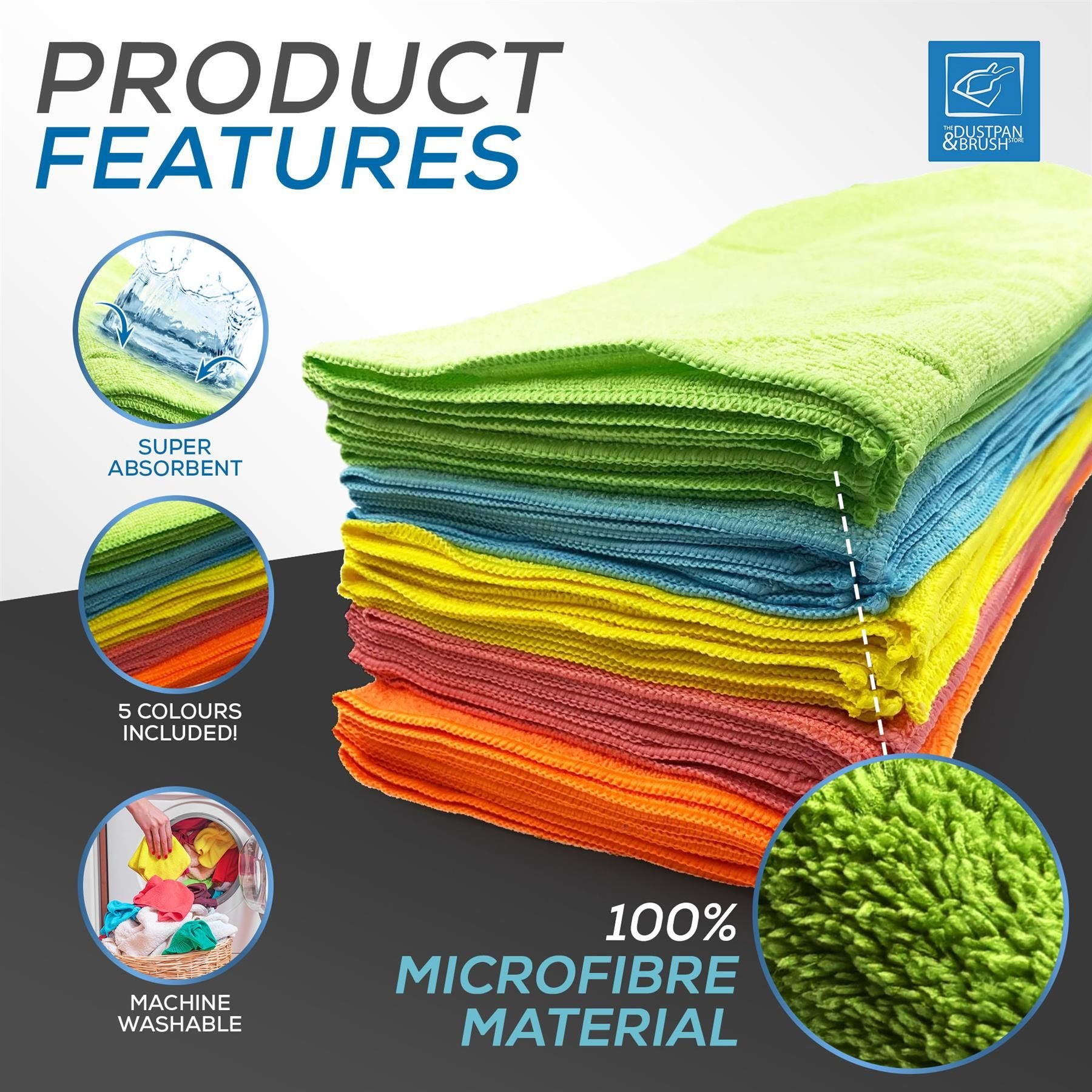 thumbnail image 2 of Doc Wood Fiber Cleaning Cloths – 25-Pack – 6x7 Inch – Reusable Biodegradable Makeup Rags – Assorted Colors 2 of 5