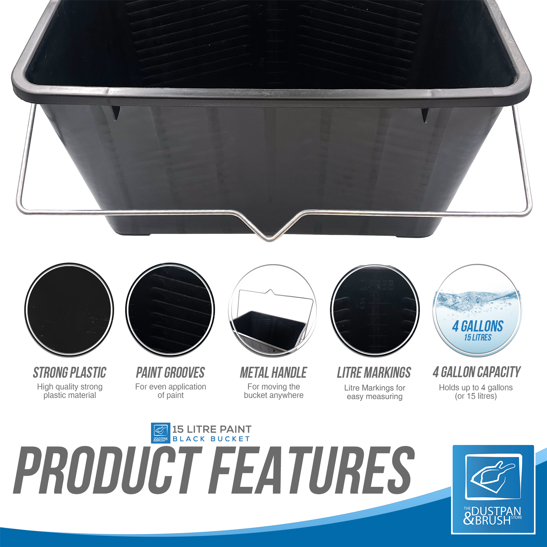 15L Paint Scuttle Bucket for Rollers & Window Cleaning - The Dustpan and Brush Store