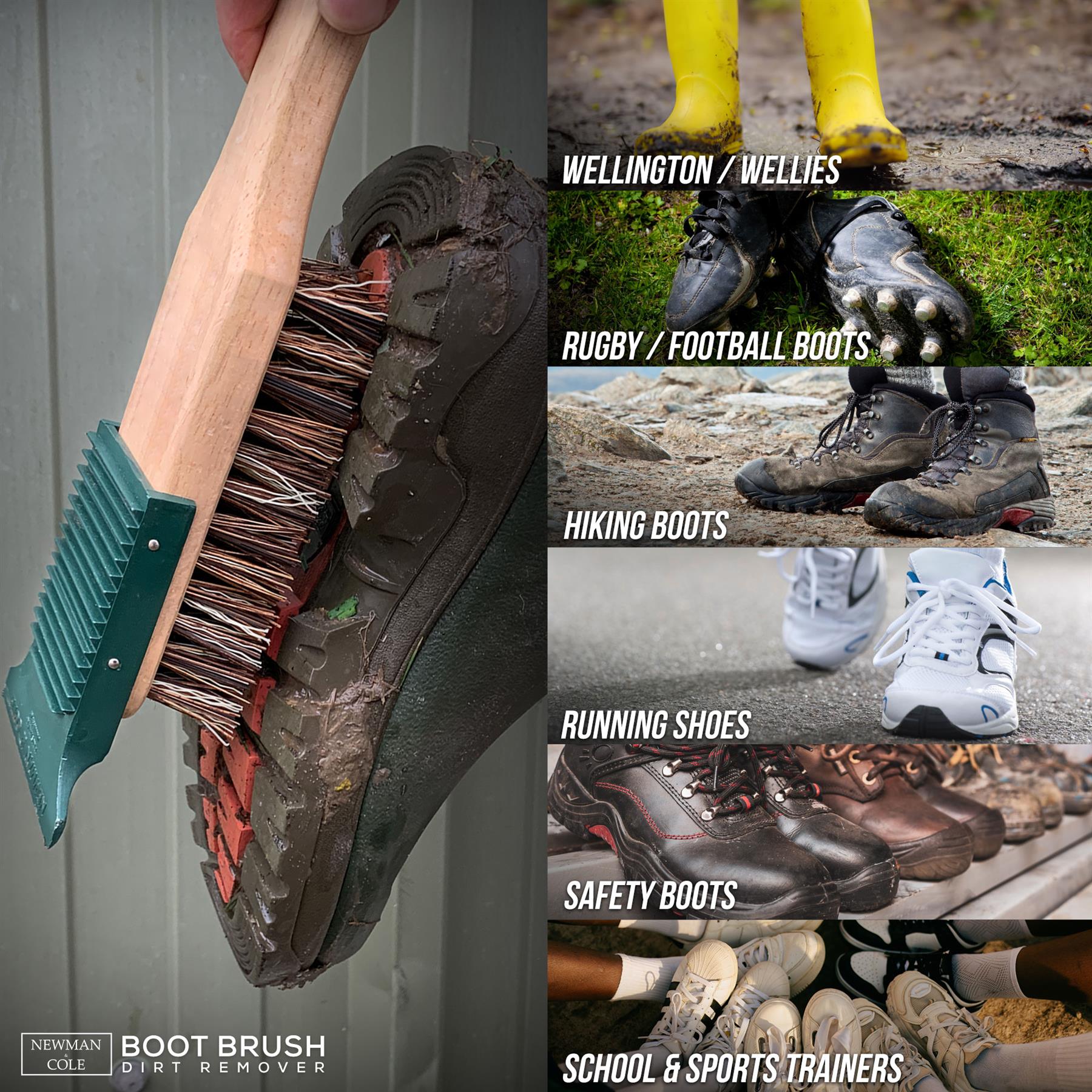 Shoe and Boot Cleaning Brush with Plastic Mud Scraper