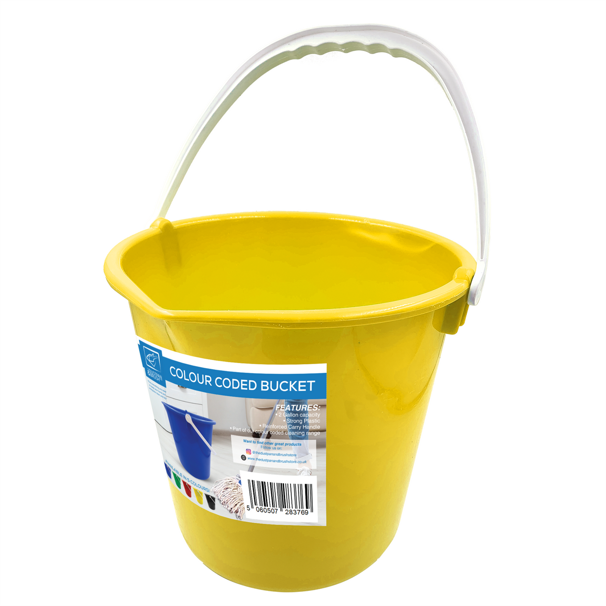 10L Plastic Cleaning Bucket - Blue, Green, Red, Yellow & Black