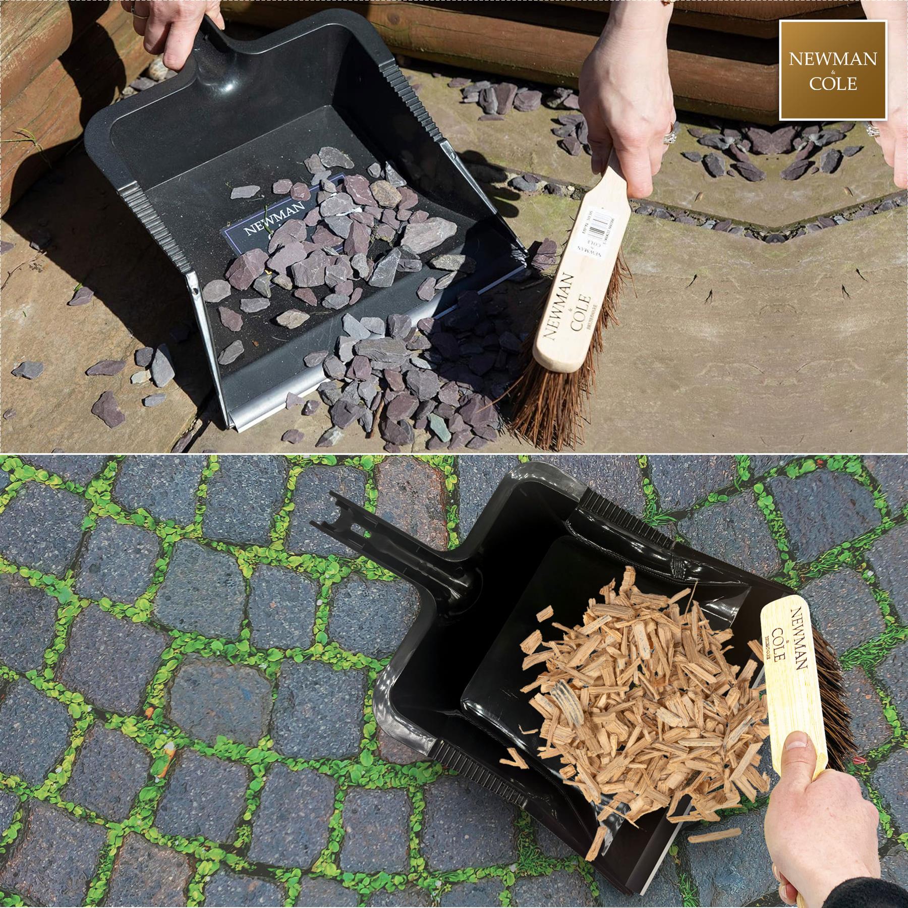 Newman and Cole Large Outdoor Garden Dustpan and Stiff Hand Brush Set - The Dustpan and Brush Store