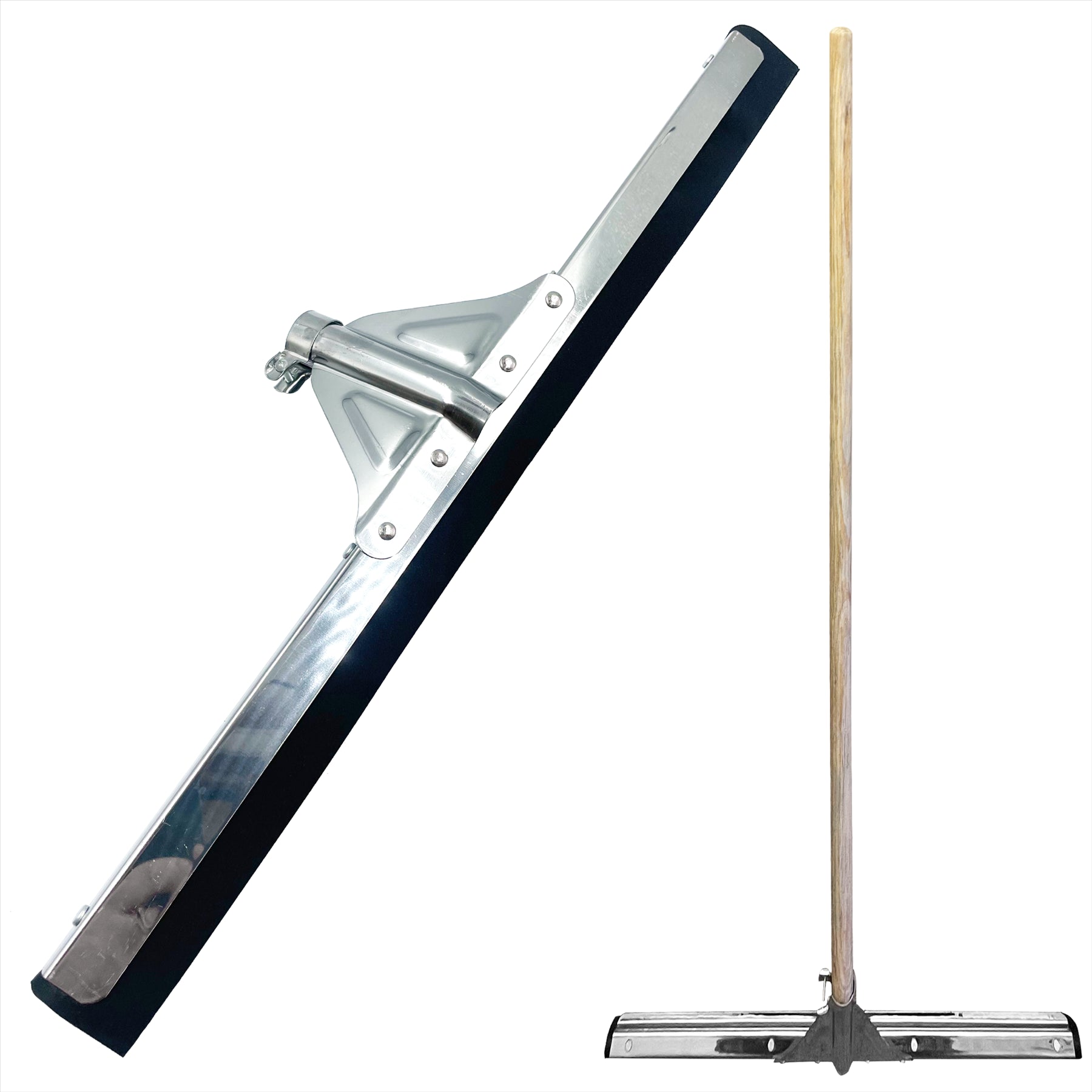 22" Black Foam Floor Squeegee Blade and Wooden Handle